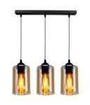 Lampa nad stół wisząca czarna potrójna listwa 3xE27 40W BISTRO 