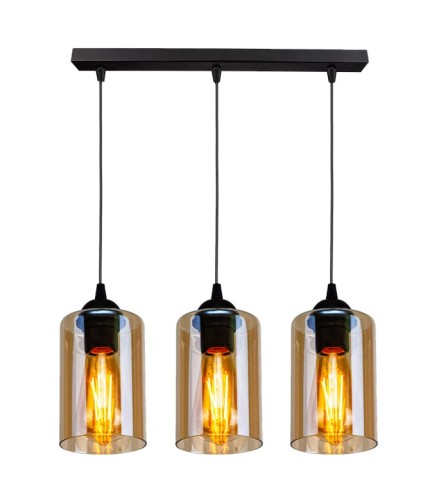 LAMPAMI - lampa wisząca nowoczesna, lampa nad stół do jadalni, lampa sufitowa wisząca czarna z brązowym BISTRO