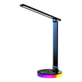 LAMPAMI - czarna lampka biurkowa, lampka do gabinetu, lampka stojąca na biurko, lampka nowoczesna ledowa, lampka biurkowa Bruno Czarny 5W LED RGB