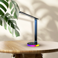 LAMPAMI - czarna lampka biurkowa, lampka do gabinetu, lampka stojąca na biurko, lampka nowoczesna ledowa, lampka biurkowa Bruno Czarny 5W LED RGB