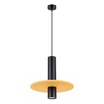 Lampa wisząca pojedyncza czarna żółta 126 cm PELTA 1 