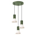 LAMPAMI - lampa wisząca nowoczesna, lampa nad stół do jadalni, lampa sufitowa wisząca potrójna, żyrandol nad stół ESTRIA 3P beżowa/zielona oliwka