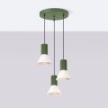 LAMPAMI - lampa wisząca nowoczesna, lampa nad stół do jadalni, lampa sufitowa wisząca potrójna, żyrandol nad stół ESTRIA 3P beżowa/zielona oliwka