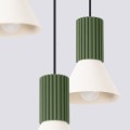 LAMPAMI - lampa wisząca nowoczesna, lampa nad stół do jadalni, lampa sufitowa wisząca potrójna, żyrandol nad stół ESTRIA 3P beżowa/zielona oliwka