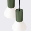 LAMPAMI - lampa wisząca nowoczesna, lampa nad stół do jadalni, lampa sufitowa wisząca potrójna, żyrandol nad stół ESTRIA 3P beżowa/zielona oliwka
