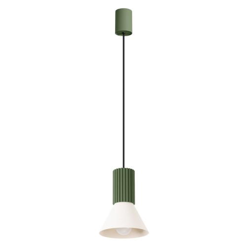 LAMPAMI - lampa nad wyspę kuchenną, lampa do sypialni wisząca, lampa do jadalni , lampa nad stół wisząca, lampa wisząca pojedyncza dwukolorowa ESTRIA 1 beżowa/zielona oliwka