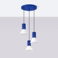 LAMPAMI - lampa wisząca nowoczesna, lampa nad stół do jadalni, lampa sufitowa wisząca potrójna, żyrandol nad stół ESTRIA 3P biały/ultramaryna