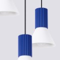 LAMPAMI - lampa wisząca nowoczesna, lampa nad stół do jadalni, lampa sufitowa wisząca potrójna, żyrandol nad stół ESTRIA 3P biały/ultramaryna