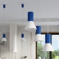 LAMPAMI - lampa wisząca nowoczesna, lampa nad stół do jadalni, lampa sufitowa wisząca potrójna, żyrandol nad stół ESTRIA 3P biały/ultramaryna