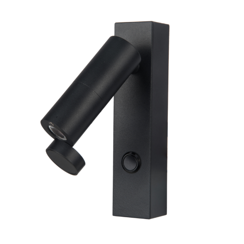 LAMPAMI - kinkiet ścienny, lampka nad łóżko, kinkiet z włącznikiem, kinkiet do sypialni, czarny kinkiet do czytania Miri black LED