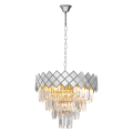 LAMPAMI - żyrandol do salonu, stylowy żyrandol do salonu z kryształkami, żyrandol sufitowy, żyrandol nad stołem, żyrandol nowoczesny, żyrandol glamour CARISMA CHROME 9xE14