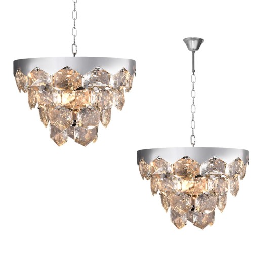 LAMPAMI - żyrandol do salonu, stylowy żyrandol do salonu z kryształkami, żyrandol sufitowy, żyrandol nad stołem, żyrandol nowoczesny, żyrandol glamour GRACE CHROME 6xE14