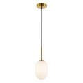 LAMPAMI - złota lampa wisząca nowoczesna klosz kula mleczna, lampa do sypialni, lampa nad stół, nowoczesna lampa do salonu, lampa nad łóżko, lampa kula, lampa wisząca ALIAS GOLD 1xG9 fi 120
