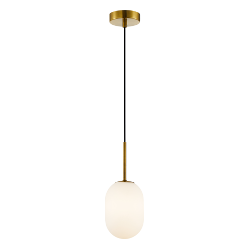 LAMPAMI - złota lampa wisząca nowoczesna klosz kula mleczna, lampa do sypialni, lampa nad stół, nowoczesna lampa do salonu, lampa nad łóżko, lampa kula, lampa wisząca ALIAS GOLD 1xG9 fi 120