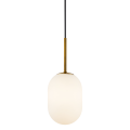 LAMPAMI - złota lampa wisząca nowoczesna klosz kula mleczna, lampa do sypialni, lampa nad stół, nowoczesna lampa do salonu, lampa nad łóżko, lampa kula, lampa wisząca ALIAS GOLD 1xG9 fi 120