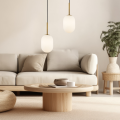 LAMPAMI - złota lampa wisząca nowoczesna klosz kula mleczna, lampa do sypialni, lampa nad stół, nowoczesna lampa do salonu, lampa nad łóżko, lampa kula, lampa wisząca ALIAS GOLD 1xG9 fi 120