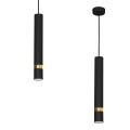 LAMPAMI - lampa tuba sufitowa wisząca pojedyncza, czarna lampa wisząca nowoczesna, lampa wisząca do sypialni, lampa nad wyspę JOKER BLACK/GOLD 1xGU10