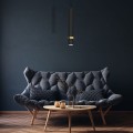 LAMPAMI - lampa tuba sufitowa wisząca pojedyncza, niebieska lampa wisząca nowoczesna, niebieska lampa wisząca do sypialni, lampa nad wyspę JOKER NAVY BLUE/GOLD