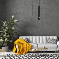 LAMPAMI - lampa tuba sufitowa wisząca pojedyncza, niebieska lampa wisząca nowoczesna, niebieska lampa wisząca do sypialni, lampa nad wyspę JOKER NAVY BLUE/GOLD