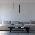 LAMPAMI - lampa tuba sufitowa wisząca pojedyncza, niebieska lampa wisząca nowoczesna, niebieska lampa wisząca do sypialni, lampa nad wyspę JOKER NAVY BLUE/GOLD