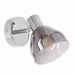 Srebrny kinkiet ścienny 1x40W E14 kinkiet szklany klosz dymiony GRAZIA