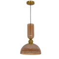 LAMPAMI - długa lampa wisząca bursztynowa, modna lampa do salonu, lampa nad stół, lampa glamour, lampa ryflowana PIEGA