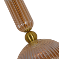 LAMPAMI - długa lampa wisząca bursztynowa, modna lampa do salonu, lampa nad stół, lampa glamour, lampa ryflowana PIEGA