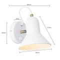 LAMPAMI - lampa ścienna, kinkiet do salonu, kinkiet do czytania, kinkiet do sypialni, lampa na ścianę, biały kinkiet z włącznikiem, kinkiet ścienny biały Astama 1xE27