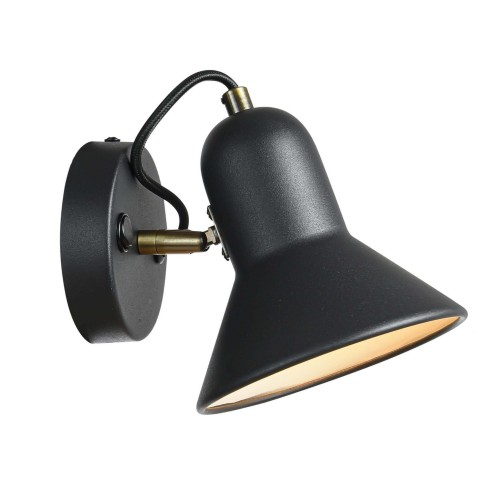LAMPAMI - lampa ścienna, kinkiet do salonu, kinkiet do czytania, kinkiet do sypialni, lampa na ścianę, czarny kinkiet z włącznikiem, kinkiet ścienny czarny Astama 1xE27