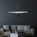 LAMPAMI - czarna lampa sufitowa ledowa, lampa do jadalni nad stół loft, lampa ledowa, lampa sufitowa, lampa wisząca czarna nowoczesna, lampa wisząca pojedyncza L czarna LED CCT