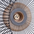 LAMPAMI - lampa wisząca pojedyncza, nowoczesna lampa do salonu, długa lampa sufitowa czarna z drewnem, lampa wisząca GABBIA 35