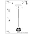 LAMPAMI -  długa lampa sufitowa czarna z drewnem, lampa wisząca GABBIA 35 szkic