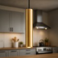 LAMPAMI - złota tuba wisząca, lampa wisząca złota, złota lampa wisząca nowoczesna, lampa wisząca złota pojedyncza, lampa wisząca do sypialni przy łóżku GENESIS BLACK GOLD 1xGU10
