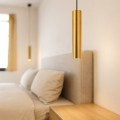 LAMPAMI - złota tuba wisząca, lampa wisząca złota, złota lampa wisząca nowoczesna, lampa wisząca złota pojedyncza, lampa wisząca do sypialni przy łóżku GENESIS BLACK GOLD 1xGU10