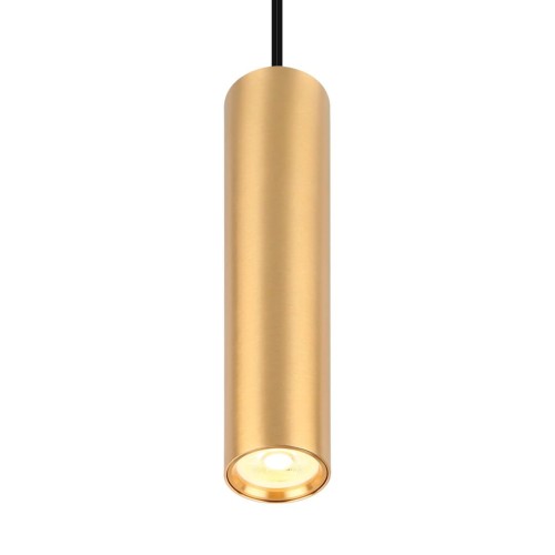 LAMPAMI - złota tuba wisząca, lampa wisząca złota, złota lampa wisząca nowoczesna, lampa wisząca złota pojedyncza, lampa wisząca do sypialni przy łóżku GENESIS BLACK GOLD 1xGU10