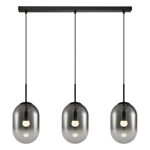LAMPAMI - lampa nad stół do jadalni czarna wisząca kule, lampa nad stół, nowoczesna lampa do salonu, potrójna lampa wisząca Alias Czarny 3xE14