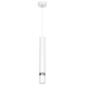 LAMPAMI - lampa tuba sufitowa wisząca pojedyncza, biała lampa wisząca nowoczesna, lampa nad wyspę Joker Biały / Chrom 1xGU10