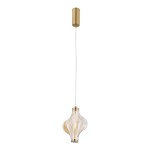 Stylowa lampa do salonu nowoczesna, bursztynowa lampa wisząca ledowa 8W ELVA BRASS LED 