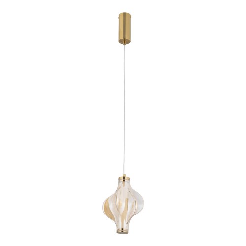 LAMPAMI - lampa wisząca złota nowoczesna, złota lampa ledowa, nowoczesna lampa do salonu ELVA BRASS LED 8W