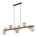 Żyrandol do salonu kule przezroczyste bursztynowe 125 cm 9xG9 ESTERA WOOD