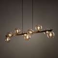 LAMPAMI - lampa nad stół, żyrandol do salonu kule, oświetlenie nad stołem w salonie, żyrandol do salonu nad stół, żyrandol kule przezroczyste, lampa wisząca bursztynowa ESTERA WOOD ORZECH BURSZTYN