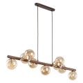 LAMPAMI - lampa nad stół, żyrandol do salonu kule, oświetlenie nad stołem w salonie, żyrandol do salonu nad stół, żyrandol kule przezroczyste, lampa wisząca bursztynowa ESTERA WOOD ORZECH BURSZTYN