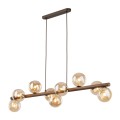 LAMPAMI - lampa nad stół, żyrandol do salonu kule, oświetlenie nad stołem w salonie, żyrandol do salonu nad stół, żyrandol kule przezroczyste, lampa wisząca bursztynowa ESTERA WOOD ORZECH BURSZTYN