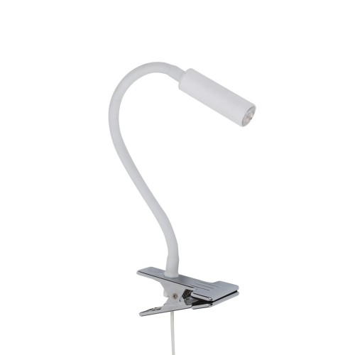LAMPAMI - lampa nad łóżko z wyłącznikiem, lampka z klipsem, lampka do czytania w łóżku, lampka na klips, kinkiet na elastycznym wysięgniku LAGOS WHITE