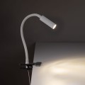 LAMPAMI - lampa nad łóżko z wyłącznikiem, lampka z klipsem, lampka do czytania w łóżku, lampka na klips, kinkiet na elastycznym wysięgniku LAGOS WHITE