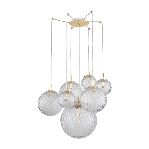 LAMPAMI - złota lampa wisząca glamour, lampa do salonu, nowoczesny żyrandol do salonu, lampa do sypialni, lampa sufitowa wisząca kule CADIX GOLD