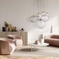 LAMPAMI - złota lampa wisząca glamour, lampa do salonu, nowoczesny żyrandol do salonu, lampa do sypialni, lampa sufitowa wisząca kule CADIX GOLD