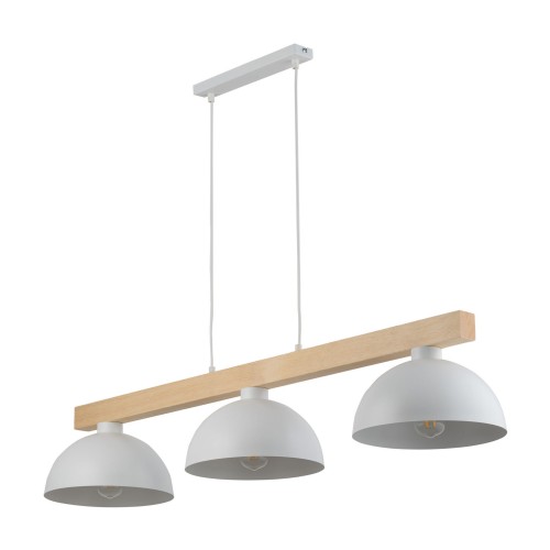 LAMPAMI - biała lampa wisząca drewniana, lampa z drewnem, lampa kuchenna sufitowa, lampa skandynawska OSLO WHITE