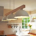 LAMPAMI - biała lampa wisząca drewniana, lampa z drewnem, lampa kuchenna sufitowa, lampa skandynawska OSLO WHITE