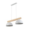 LAMPAMI - biała lampa wisząca drewniana, lampa z drewnem, lampa kuchenna sufitowa, lampa skandynawska OSLO WHITE